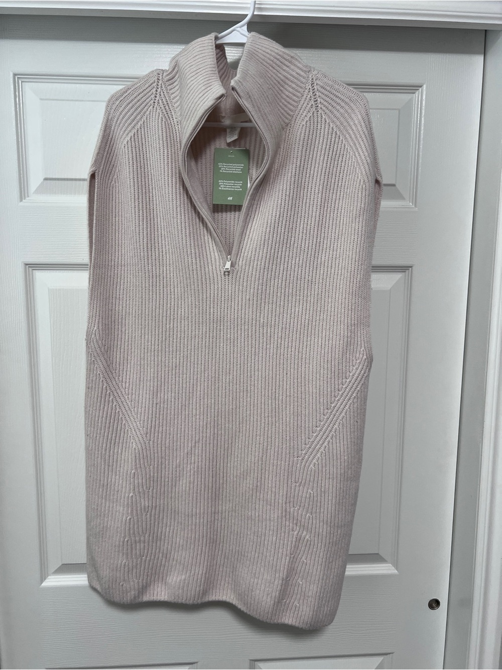 H&M Dusty Mauve Ribbed Half-Zip Sweater